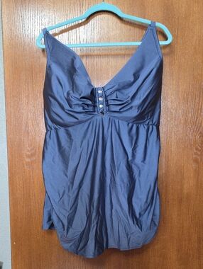 Cacique V-Neck Swim Tank Ruched Bust